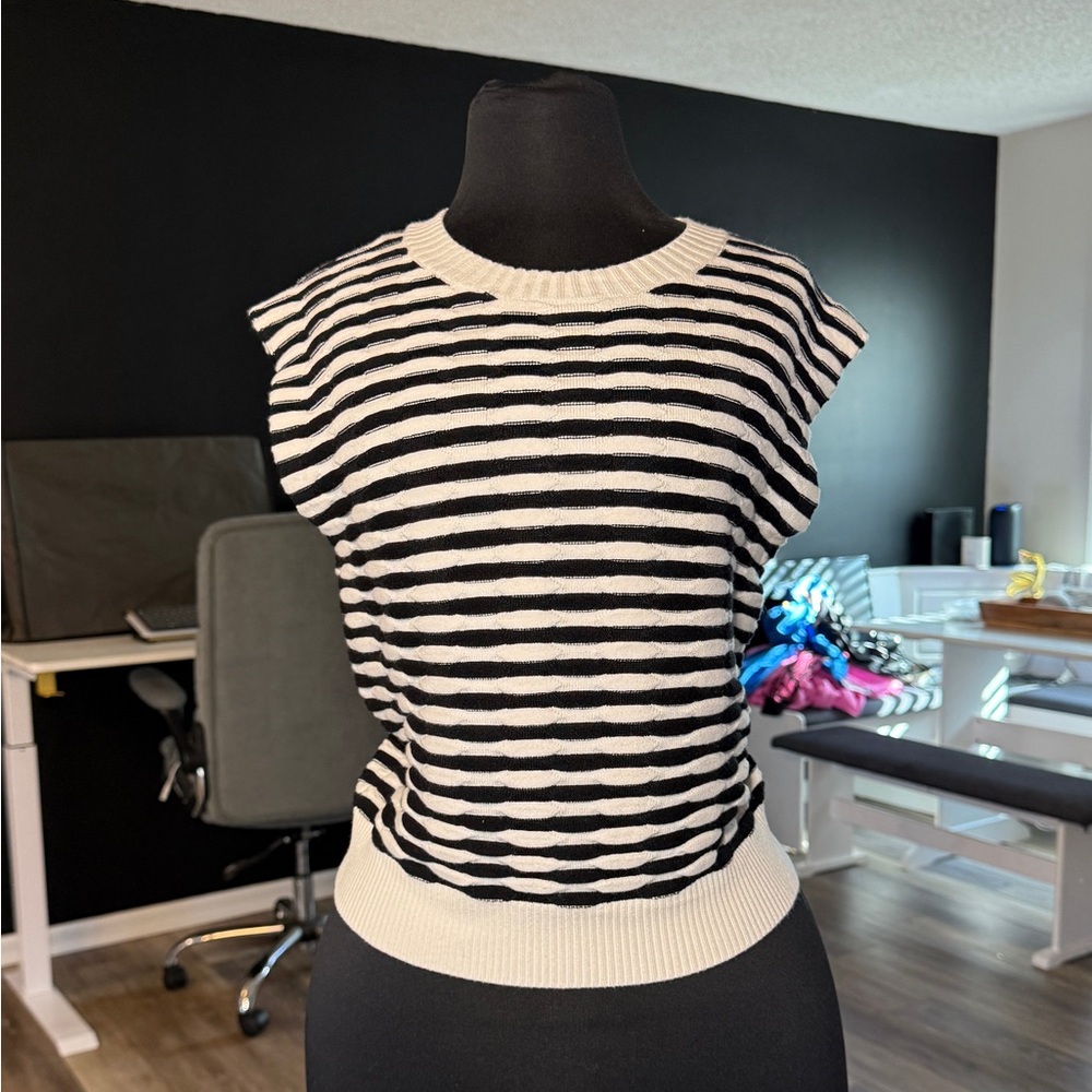 Lucy Paris Black and White Striped Blouse